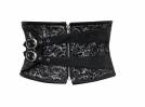 Black Brocade Leather Zipper Halloween Waist Cincher Underbust Body Shaper Corset