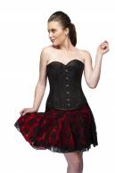 Black Satin Double Steel Bone Waist Cincher Overbust Top & Kundli Net Tutu Skirt Corset Dress