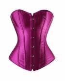 Magenta Satin Gothic Bustier Waist Training Costume Vintage Overbust Corset Top