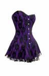 Baby Purple Satin Net Gothic Bustier Waist Training Costume Overbust Corset Dress