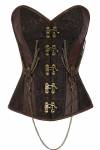 Brown Brocade Seal Lock Opening Amazing Look Steampunk Bustier Waist Training Overbust Corset