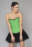 Pea Green Velvet Overbust Top & Skirt Corset Dress