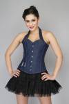 Blue Denim Halter Neck Overbust Top Tutu Skirt Corset Dress