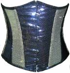 Black Silver Georgette Sequins Waist Training Underbust Corset Top