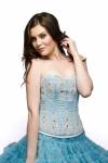 Baby Blue Satin White Sequins Overbust Top & Poly Skirt & Corset Dress