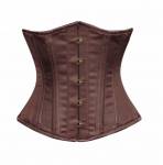 Women's Corset Sexy Brown Satin Double Steel Bone Gothic Waist Cincher Halloween Underbust Corset