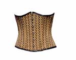 Women's Brown Cotton Brocade Waist Training Underbust Corset Top