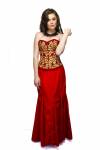 Red Velvet Overbust Top & Long Skirt Wedding Corset Dress