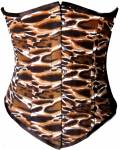 Tiger Print Polyester Burlesque Basque Body Shaper LONG Underbust Corset Costume