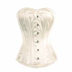 Corset White Satin Double Steel Bone Waist Training Bustier Lingerie Overbust Corset Costume