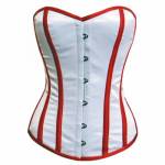 White Red Satin Gothic Retro Bustier Waist Training Overbust Corset Costume