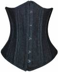 Body Shaper Underbust Corset Black Denim Double Bone Gothic Bustier Waist Cincher Halloween Corset Costume