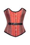 Orange Pink Silk Gothic Bustier Waist Training Overbust Corset Costume