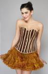 Brown Jute Gothic Waist Cincher Overbust Top & Tutu Skirt Corset Dress