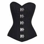 Steampunk Black Denim Basque Waist Trainer Bustier Overbust Halloween Corset Costume