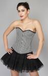 Black White Check Polyester Overbust Top & Tutu Skirt Corset Dress