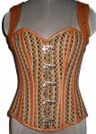 Cotton Jute & Leather Shoulder Strap Gothic Waist Training Bustier Overbust Corset Top