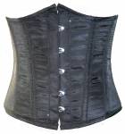 Black Poly Tapta Fabric Front Open Busk Waist Cincher Underbust Corset Top