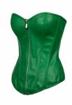 Sexy Green Leather Zipper Gothic Bustier Waist Training Overbust Corset Costume