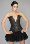 Black Faux Leather Overbust Top & Tutu Skirt Corset Dress