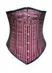 Red & Black Brocade Gothic Bustier Waist Training Long Underbust Corset Costume