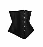 Black Satin Gothic Bustier Waist Training LONG Underbust Corset Costume