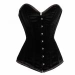 Black Velvet Bustier Waist Training Vintage LONG Overbust  Corset Costume
