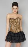 Leopard Print Polyester Waist Cincher Overbust & Satin Net Tutu Skirt Lingerie Corset Dress