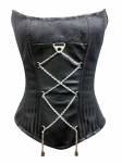 Women's Black Brocade Laced Chain Gothic Bustier Waist Training Burlesque Overbust Corset Costume