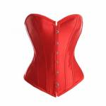 Women's Red Satin Gothic Bustier Waist Training Costume Overbust Corset Top