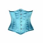 Turquoise Satin Gothic Bustier Waist Training Body Shaper Underbust Corset Costume