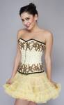 Yellow Satin Handmade Sequined Overbust Top & Skirt Wedding Corset Dress