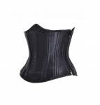 Black Satin Side Zipper Double Bone Gothic Bustier Waist Cincher Shapewear Underbust Corset Costume