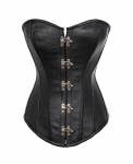 Sexy Black Leather Gothic Bustier Waist Training Overbust Corset Costume