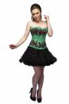 Green Satin Red Sequins Overbust Top & Black Tissue Tutu Skirt Lingerie Corset Dresses