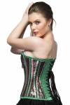 Women's Green Satin Sequins Overbust Top & Black Tissue Tutu Skirt Corset Dress