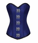 Royal Blue Satin Gothic Bustier Waist Training Steampunk LONG Overbust Corset Costume