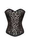 Black Silver Brocade Gothic Bustier Waist Training Overbust Steampunk Corset Costume