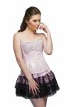 Baby Pink Sequins Overbust Top & Black Satin Net Tutu Skirt Corset Dress