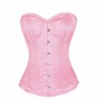 Pink Satin Double Steel Bone Gothic Waist Training Bustier Overbust Corset Costume