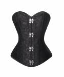 Black Brocade Seal Lock Bustier Waist Training Burlesque Period Costume Overbust Corset