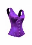 Women's Purple Satin Shoulder Strap Gothic Burlesque Bustier Waist Training Overbust Corset Costume