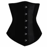 Black Satin Gothic Bustier Waist Training Body Shaper LONG Underbust Corset