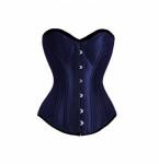 Blue Satin Double Steel Bone Gothic Bustier Waist Training Overbust Corset Costume