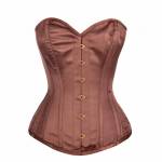 Brown Satin Gothic Bustier Waist Training Overbust Corset Costume