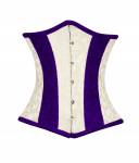 Women’s Cream Brocade & Purple Velvet Gothic Burlesque Waist Training Underbust Corset