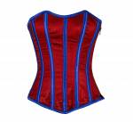 Women’s Red Satin Gothic Retro Burlesque Bustier Waist Training Overbust Corset Costume