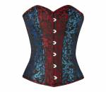 Women’s Red Black & Blue Black Brocade Gothic Bustier Waist Training Overbust Corset Costume