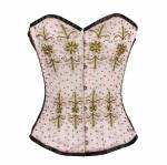 Women’s Pink & Black Satin Handmade Sequins Gothic Burlesque Bustier Waist Training Overbust Corset Costume