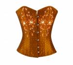 Women’s Clothing Brown Silk Brown Sequins Gothic Burlesque Bustier Waist Training Overbust Corset Costume
